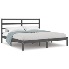 vidaXL Bed Frame without Mattress Grey 200x200 cm Solid Wood Pine 2
