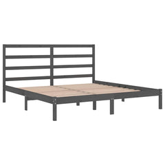 vidaXL Bed Frame without Mattress Grey 200x200 cm Solid Wood Pine 4