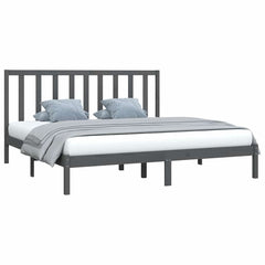 vidaXL Bed Frame without Mattress Grey Solid Wood Pine 200x200 cm 3