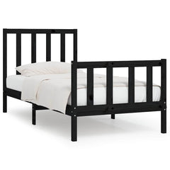 vidaXL Bed Frame without Mattress Black 75x190 cm Solid Wood 2
