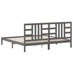 vidaXL Bed Frame without Mattress Grey 200x200 cm Solid Wood 4