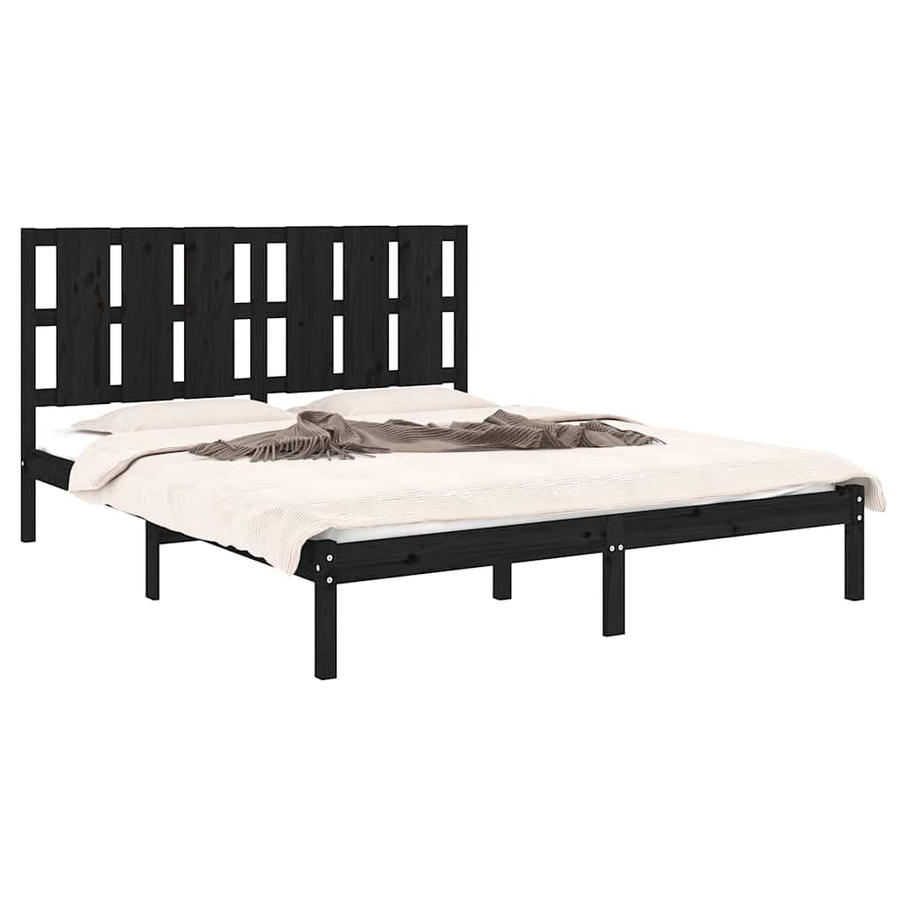 vidaXL Bed Frame without Mattress Black 150x200 cm Solid Wood 3