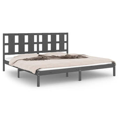 vidaXL Bed Frame without Mattress Grey 200x200 cm Solid Wood Pine 2