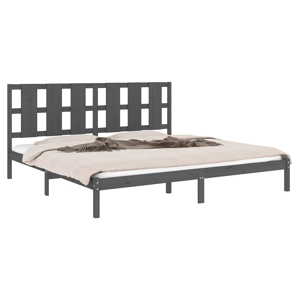 vidaXL Bed Frame without Mattress Grey 200x200 cm Solid Wood Pine 3