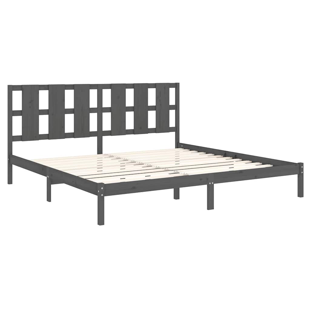 vidaXL Bed Frame without Mattress Grey 200x200 cm Solid Wood Pine 4
