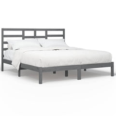 vidaXL Bed Frame without Mattress Grey Solid Wood 200x200 cm 2