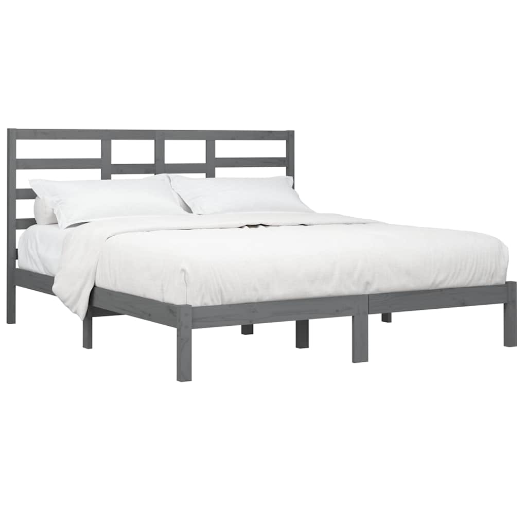 vidaXL Bed Frame without Mattress Grey Solid Wood 200x200 cm 3