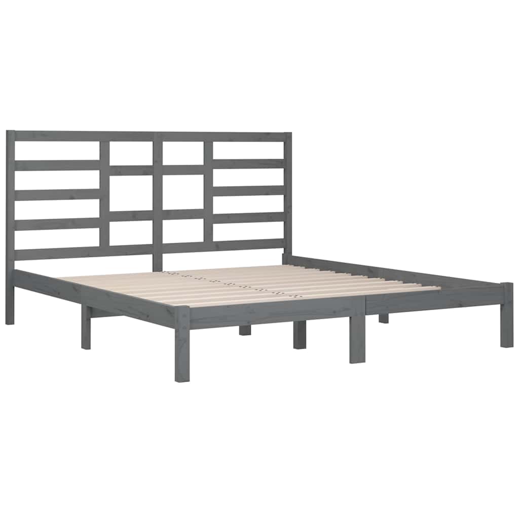 vidaXL Bed Frame without Mattress Grey Solid Wood 200x200 cm 4