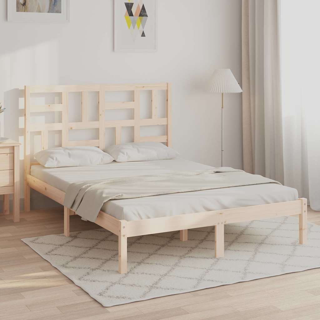 Bed Frame without Mattress Solid Wood Length 200 cm Natural 140 cm