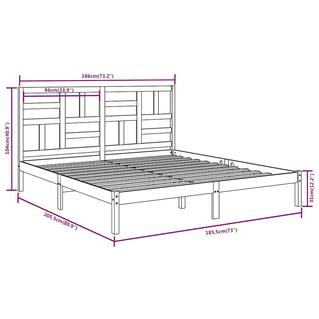 Bed Frame without Mattress Solid Wood Length