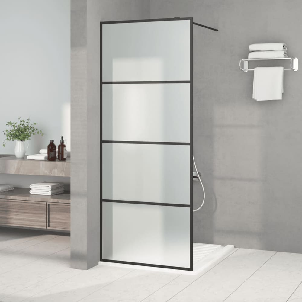 Walk-in Shower Wall Black ESG Glass Frosted 80 x 195 cm