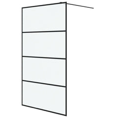 Walk-in Shower Wall Black ESG Glass Frosted 115 x 195 cm