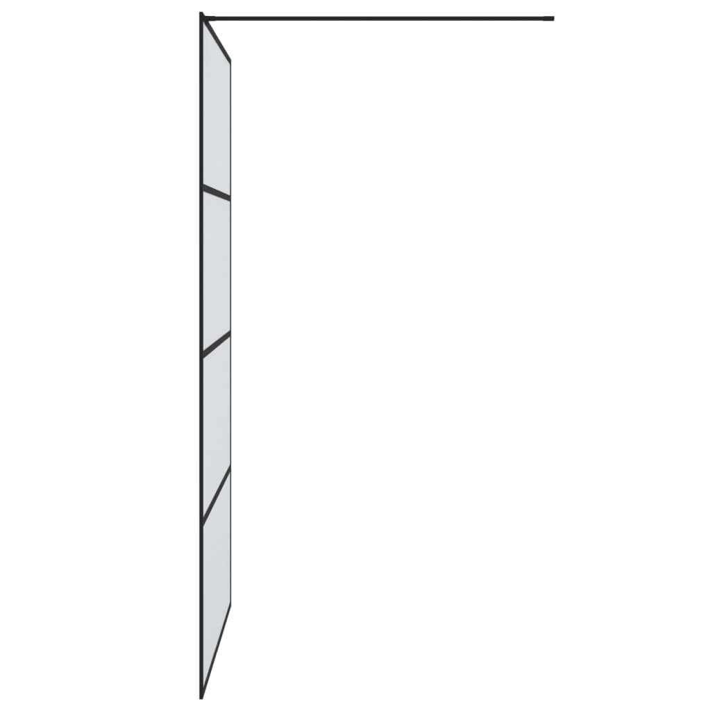 Walk-in Shower Wall Black ESG Glass Frosted 115 x 195 cm
