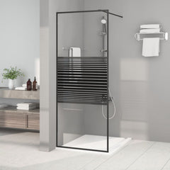 Walk-in Shower Wall Clear ESG Glass Black 80 x 195 cm Striped