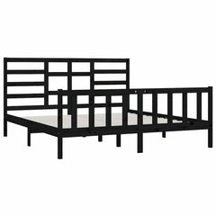 vidaXL Bed Frame without Mattress Black 200x200 cm Solid Wood Pine 4