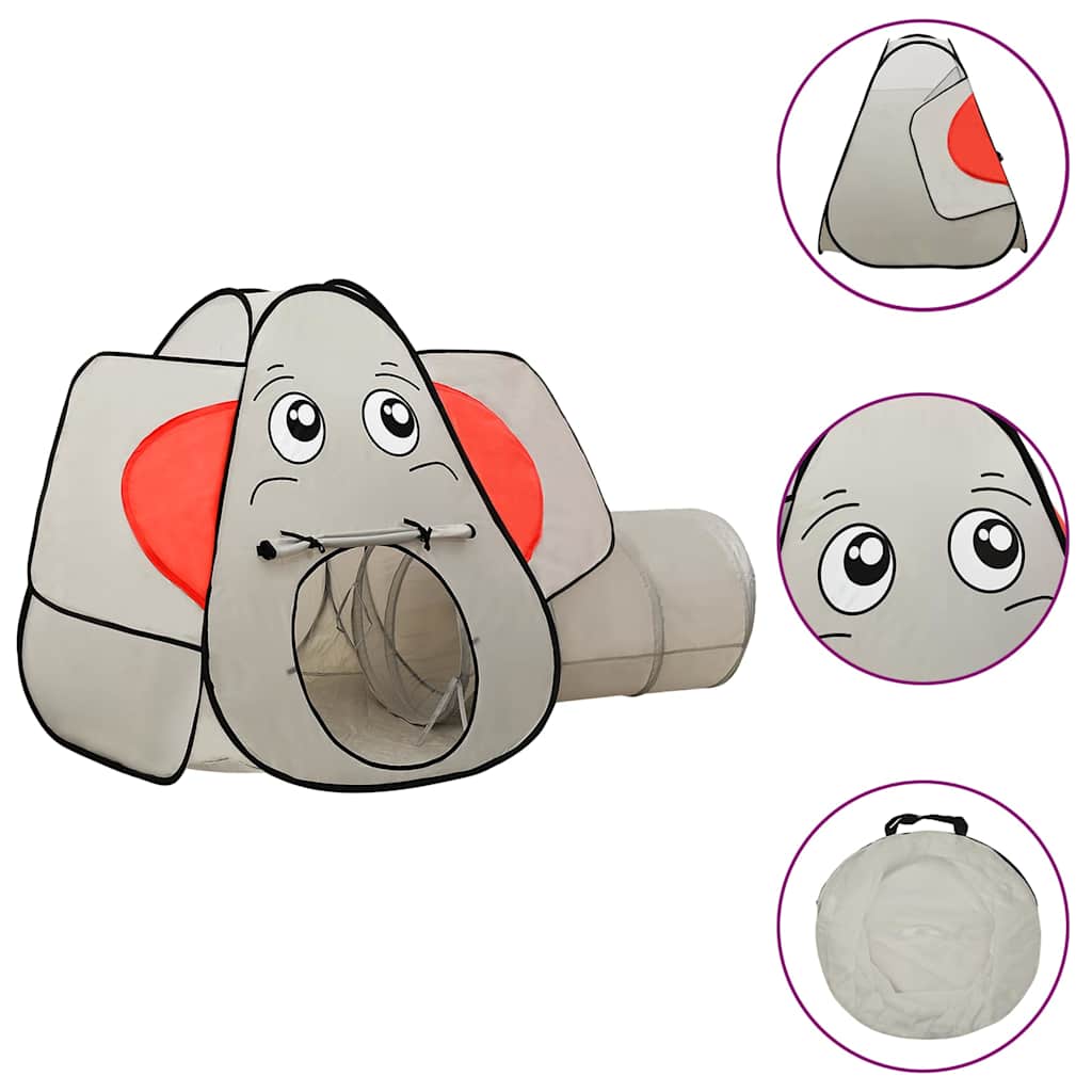 vidaXL Elephant Children Play Tent with 250 Balls Grey 174x86x101 cm 2