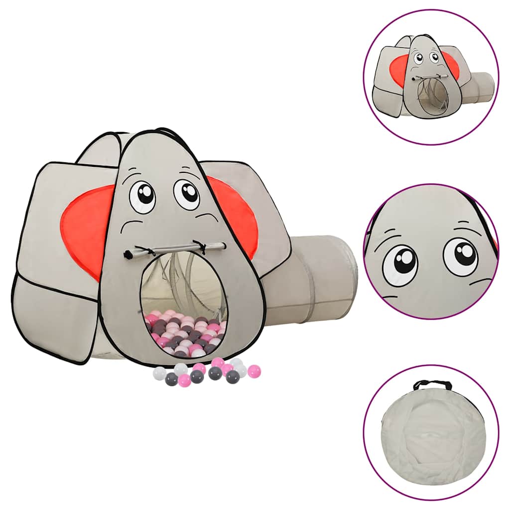 Elephant Children Play Tent with 250 Balls Grey 174x86x101 cm Multicolour 2