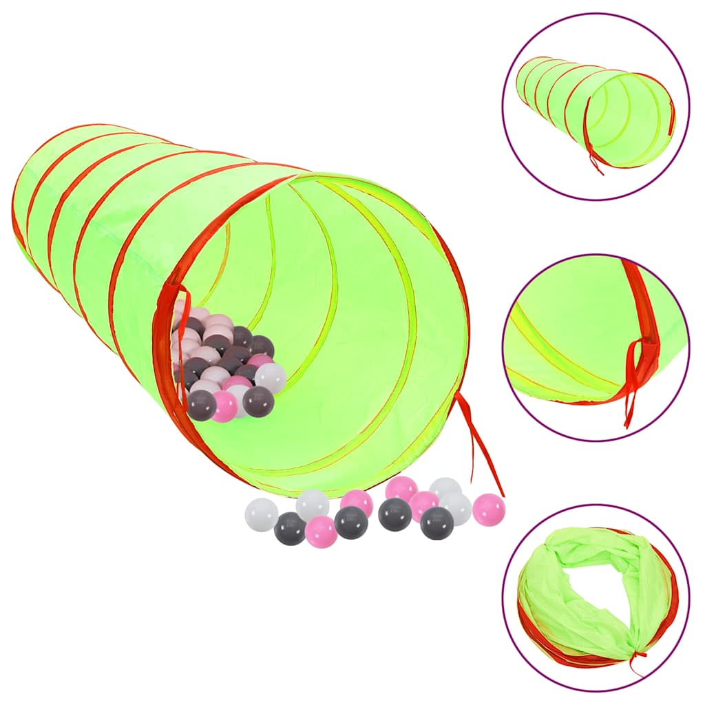 Children Play Tunnel with 250 Balls Green 175 cm Polyester Multicolour 2