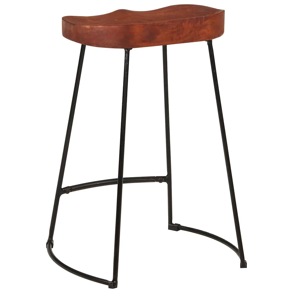 vidaXL Bar Stool | Set of 2 | Natural Mango Wood | Solid Mango Wood | Standard 6