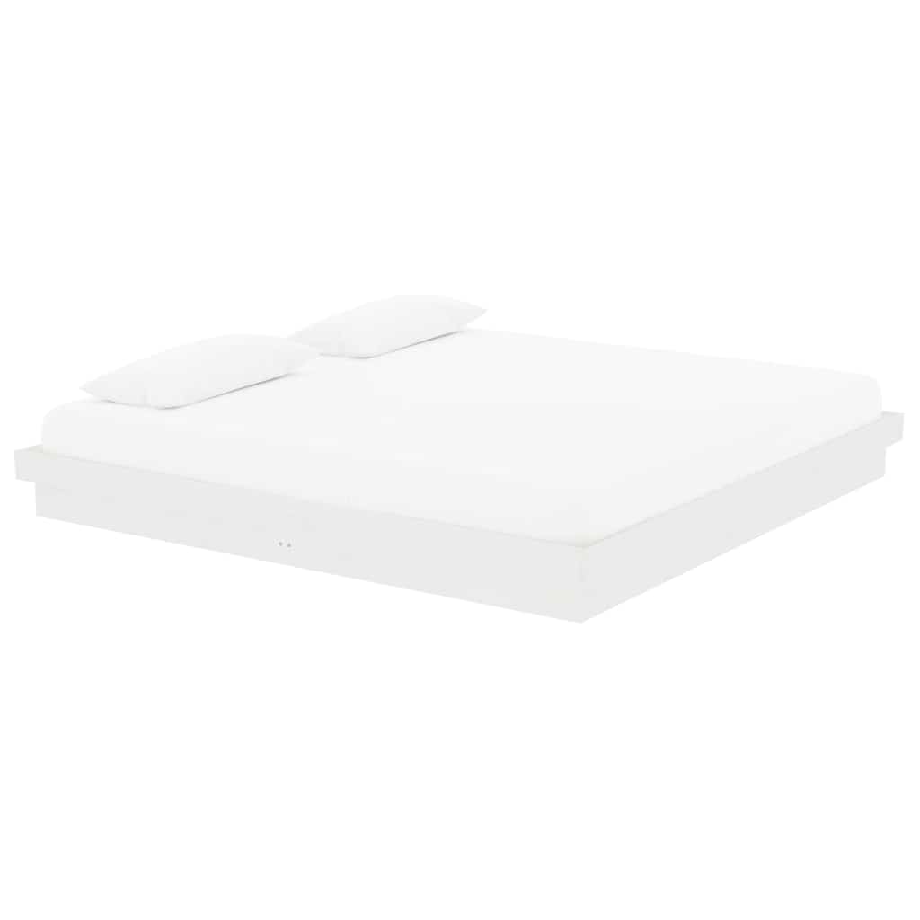 vidaXL Bed Frame without Mattress White Solid Wood 200x200 cm 3