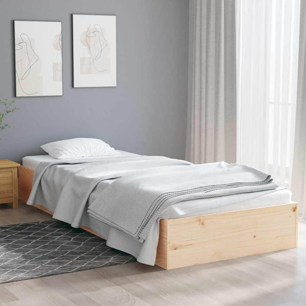 Bed Frame without Mattress Solid Wood Length Natural