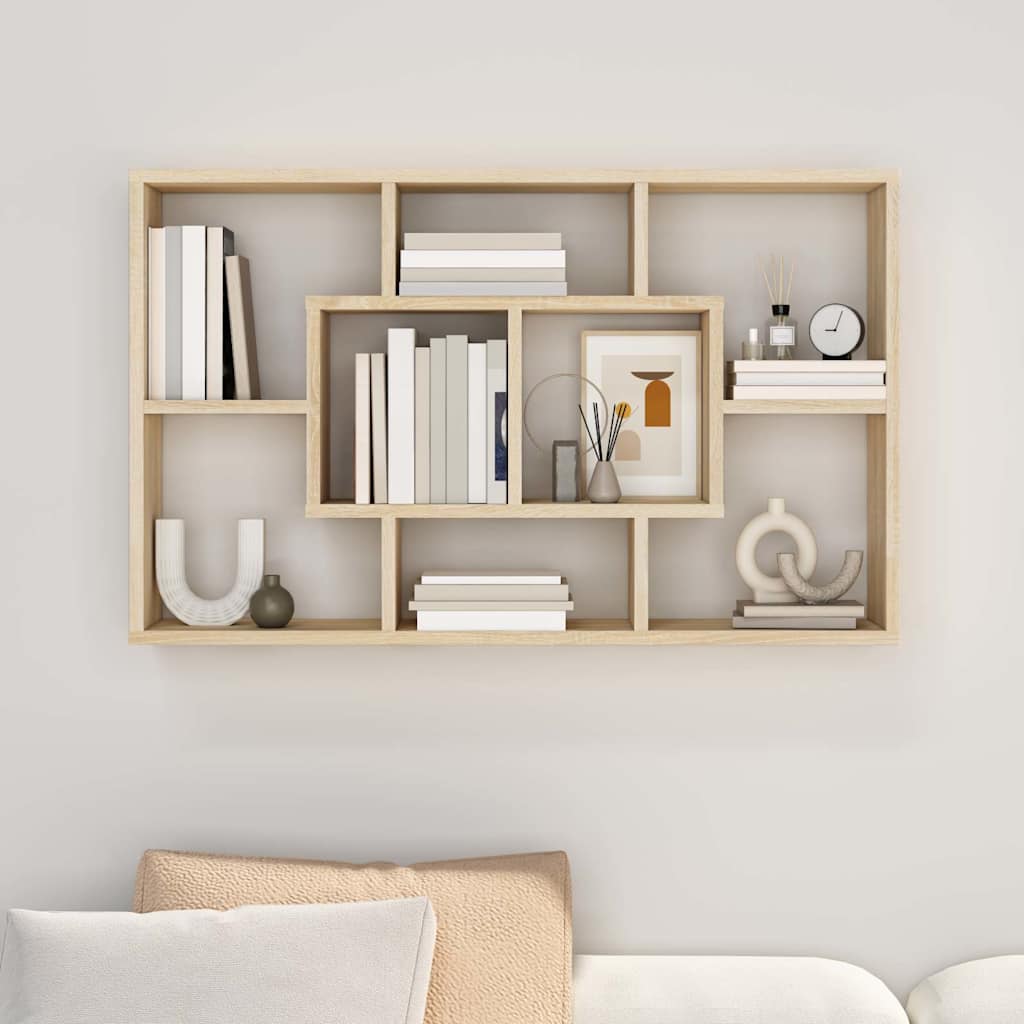 vidaXL Wall Shelf Sonoma Oak 85x16x52.5 cm Engineered Wood 4