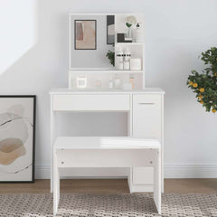 Dressing Table with Mirror in White