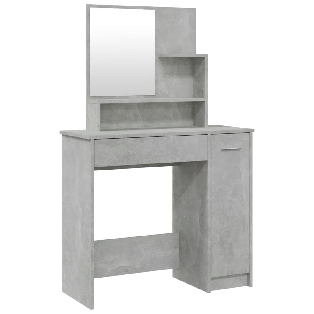 vidaXL Dressing Table with Mirror Concrete Grey 86.5x35x136 cm 2