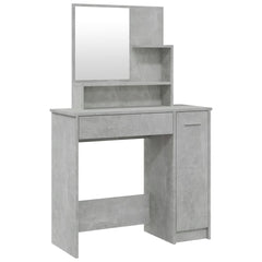 vidaXL Dressing Table with Mirror Concrete Grey 86.5x35x136 cm 2