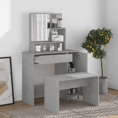 vidaXL Dressing Table with Mirror Concrete Grey 86.5x35x136 cm 3