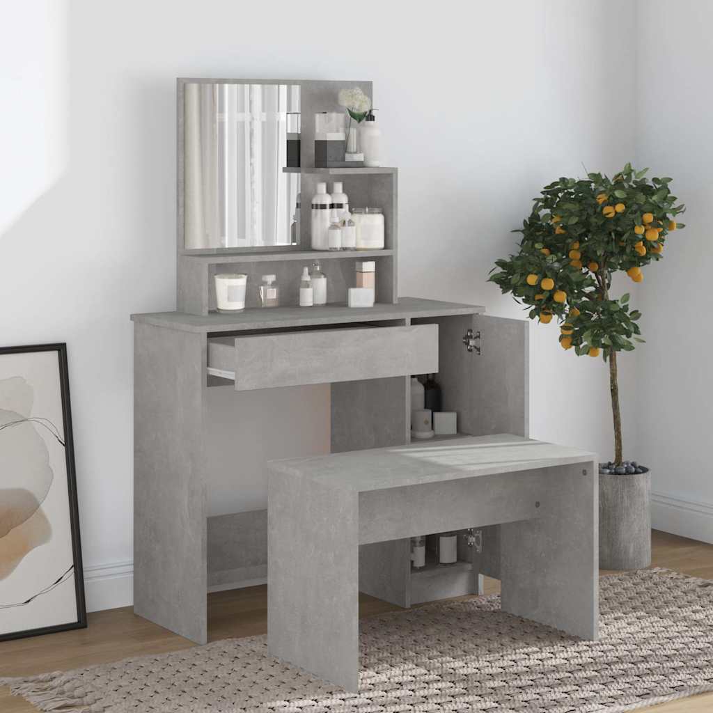 Dressing Table with Mirror 86,5x35x136 cm Concrete grey