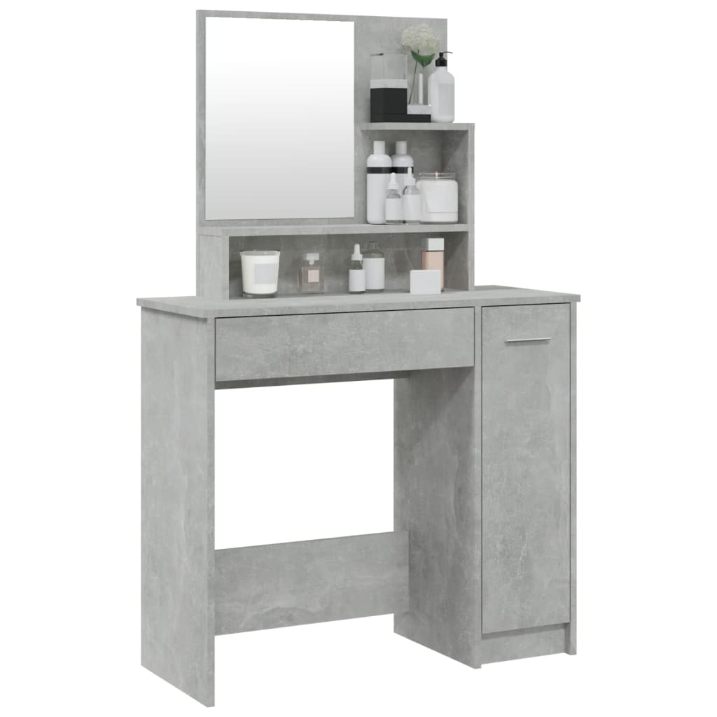 vidaXL Dressing Table with Mirror Concrete Grey 86.5x35x136 cm 4
