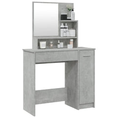 vidaXL Dressing Table with Mirror Concrete Grey 86.5x35x136 cm 4