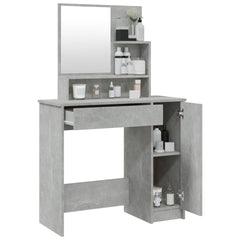 vidaXL Dressing Table with Mirror Concrete Grey 86.5x35x136 cm 5