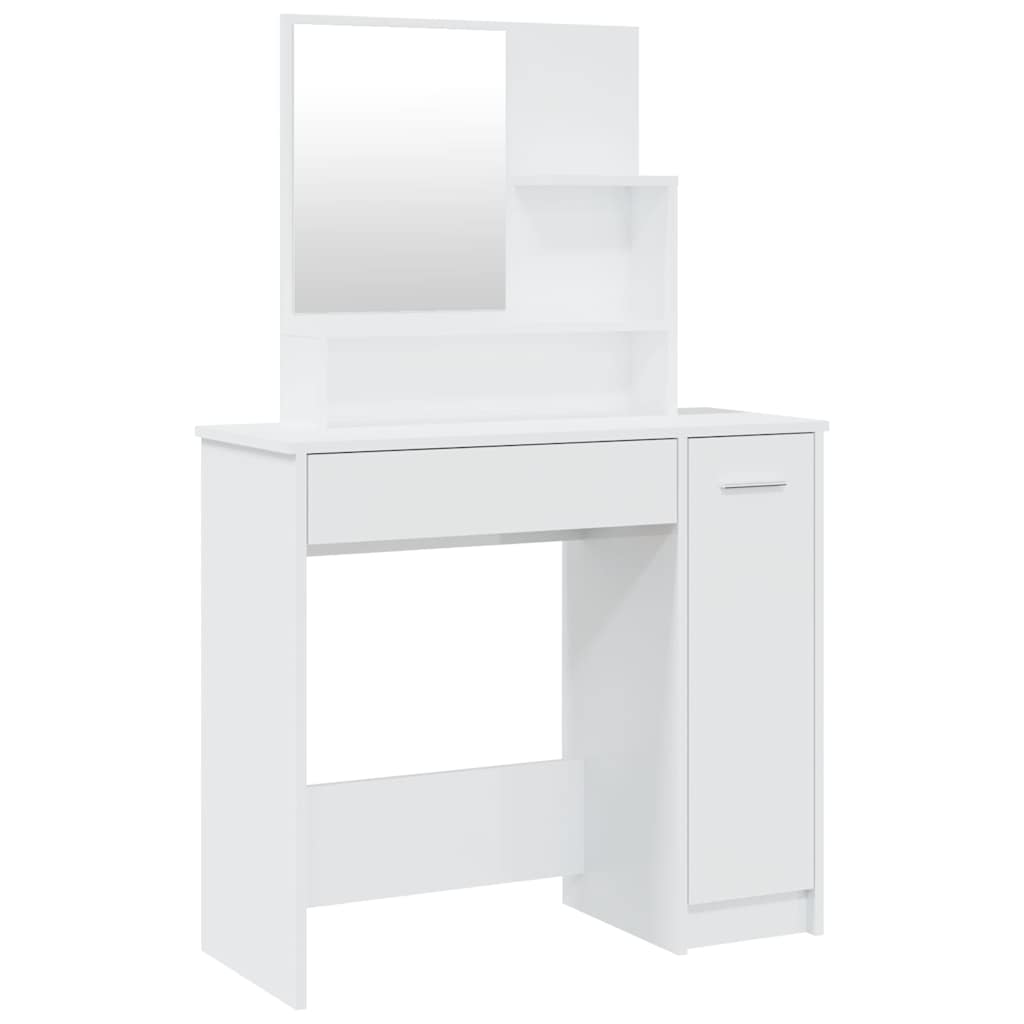 Dressing Table with Mirror 86,5x35x136 cm High gloss white