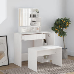 vidaXL Dressing Table with Mirror High Gloss White 86.5x35x136 cm 3