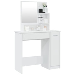 vidaXL Dressing Table with Mirror High Gloss White 86.5x35x136 cm 4