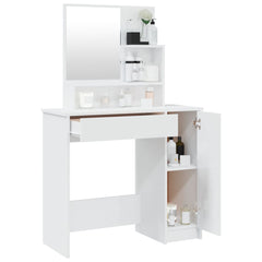 vidaXL Dressing Table with Mirror High Gloss White 86.5x35x136 cm 5