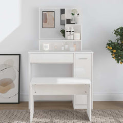 Dressing Table with Mirror 86,5x35x136 cm High gloss white