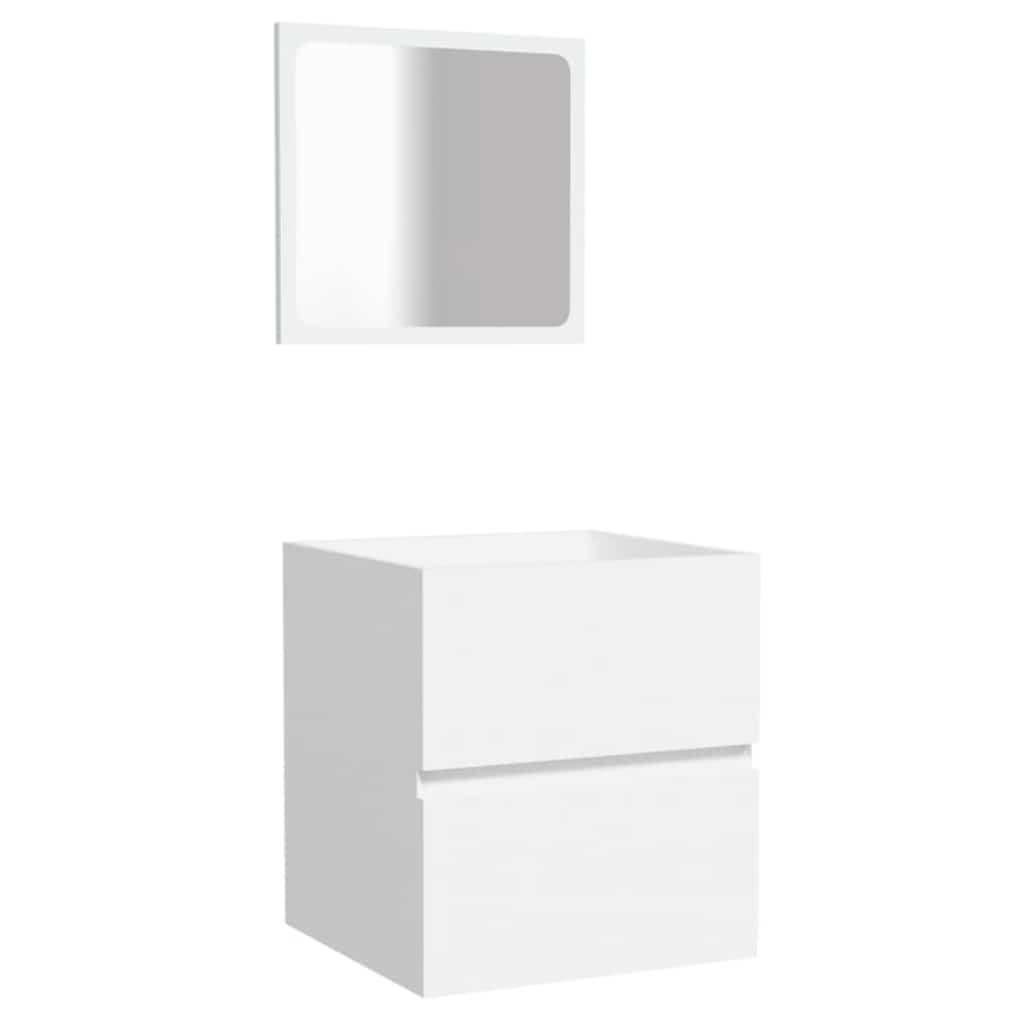 Bathroom Cabinet with Mirror Engineered Wood White