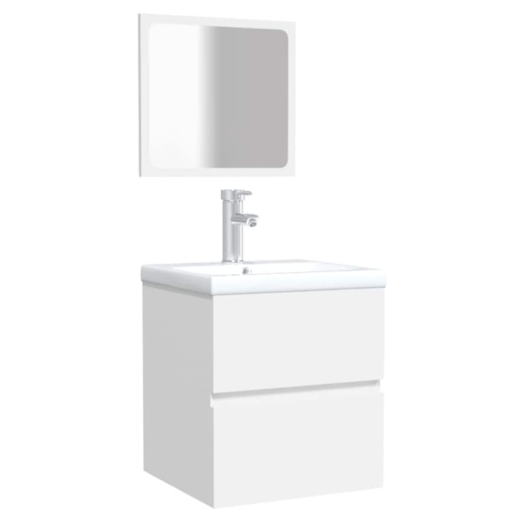 vidaXL Bathroom Cabinet with Mirror White Engineered Wood 4