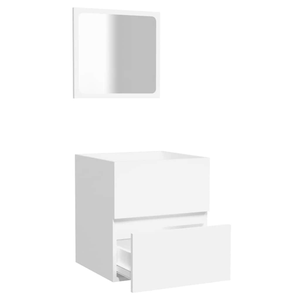 vidaXL Bathroom Cabinet with Mirror White Engineered Wood 5