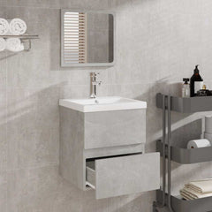 vidaXL Bathroom Cabinet with Mirror Concrete Grey Engineered Wood 3
