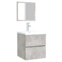 vidaXL Bathroom Cabinet with Mirror Concrete Grey Engineered Wood 4