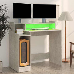 vidaXL Desk with LED Lights Concrete grey 97x45x90 cm Engineered Wood 5