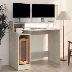 vidaXL Desk with LED Lights Concrete grey 97x45x90 cm Engineered Wood 6
