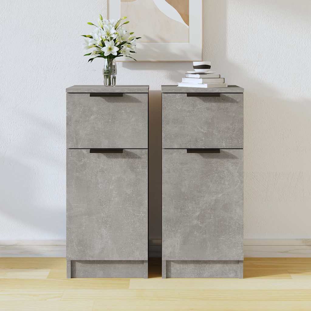 vidaXL Sideboards 2 pcs Concrete Grey 30x30x70 cm Engineered Wood 1