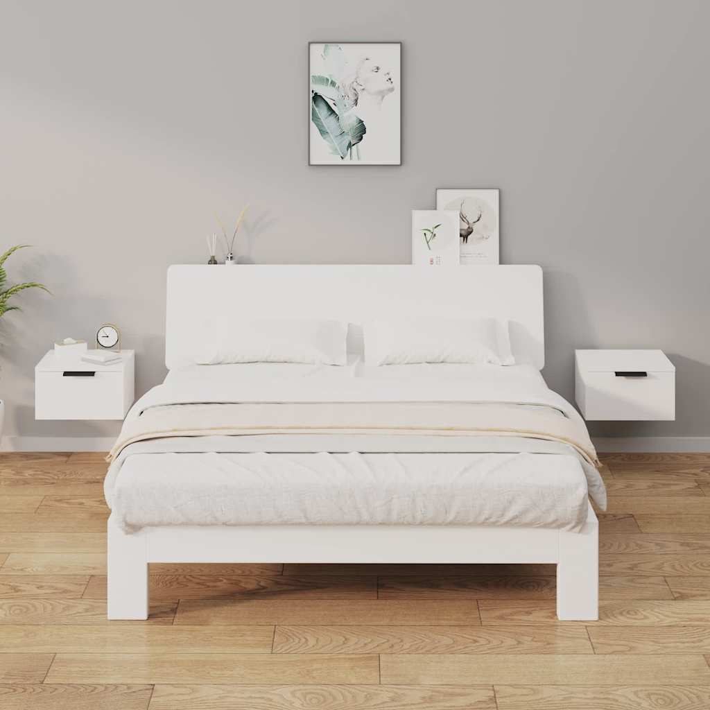 Wall-mounted Bedside Cabinets in White
