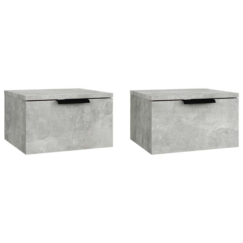 vidaXL Wall-mounted Bedside Cabinets 2 pcs Concrete Grey 34x30x20 cm 2