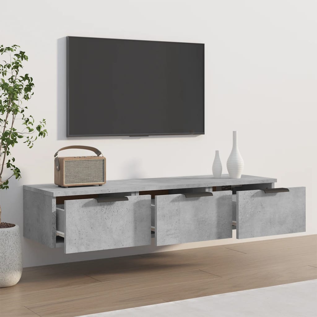 vidaXL Wall Cabinet Concrete Grey 102x30x20 cm Engineered Wood 3